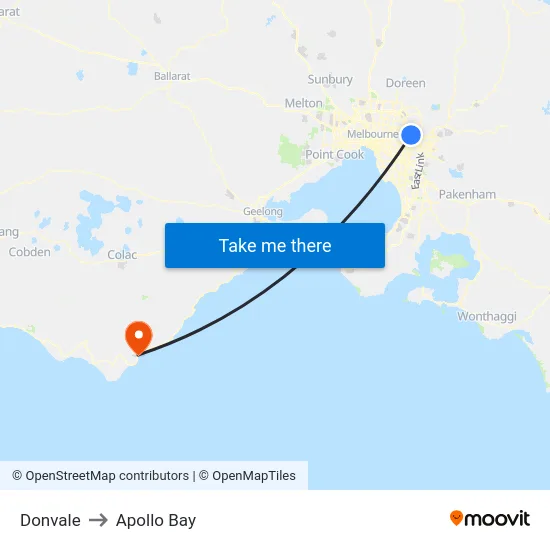 Donvale to Apollo Bay map