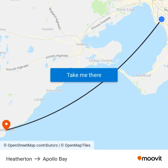 Heatherton to Apollo Bay map