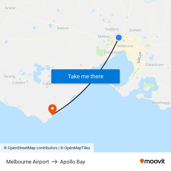Melbourne Airport to Apollo Bay map