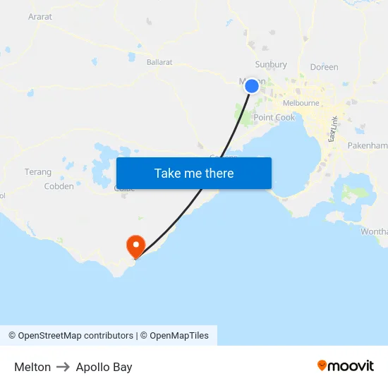 Melton to Apollo Bay map