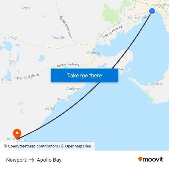 Newport to Apollo Bay map