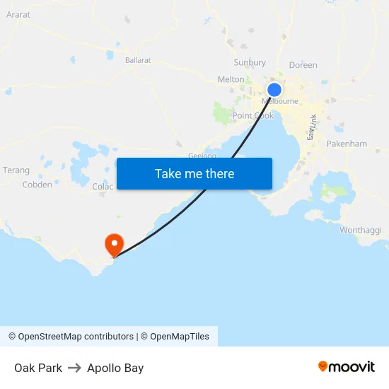 Oak Park to Apollo Bay map
