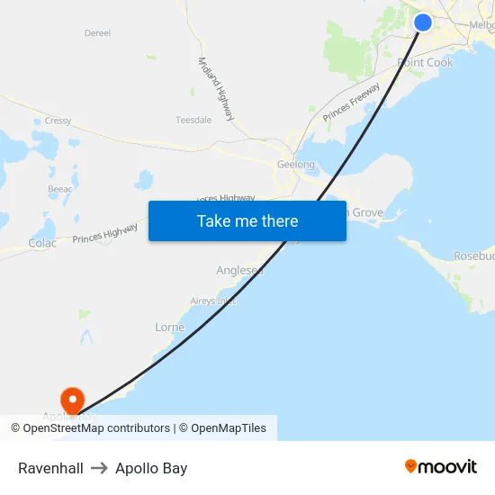 Ravenhall to Apollo Bay map