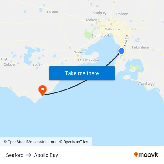 Seaford to Apollo Bay map