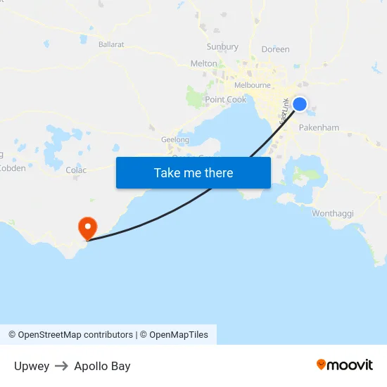 Upwey to Apollo Bay map
