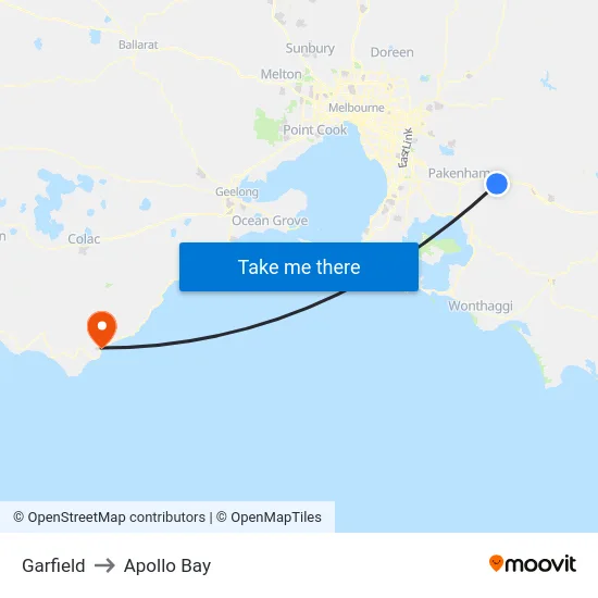 Garfield to Apollo Bay map