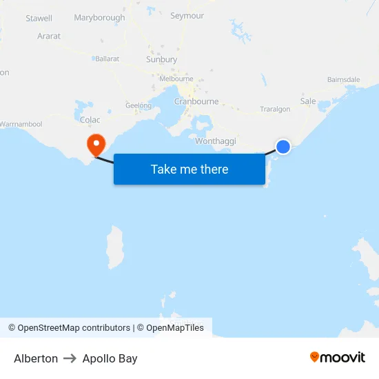 Alberton to Apollo Bay map