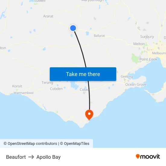 Beaufort to Apollo Bay map