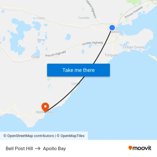 Bell Post Hill to Apollo Bay map