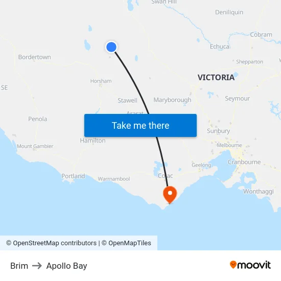 Brim to Apollo Bay map