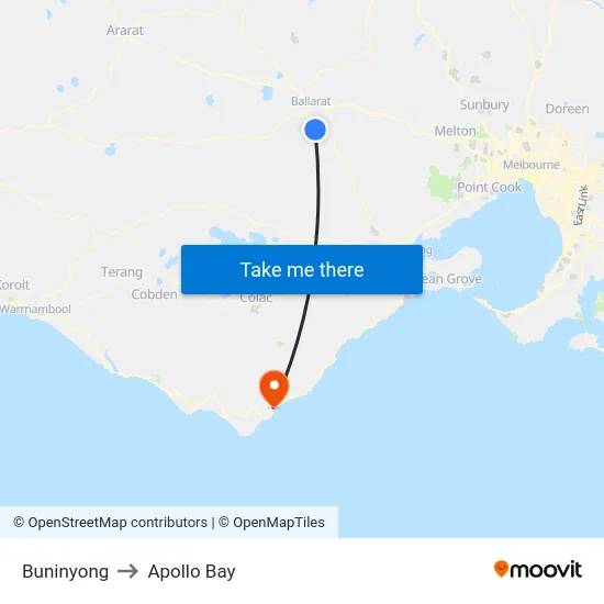 Buninyong to Apollo Bay map