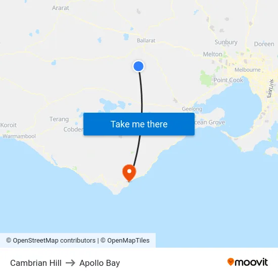 Cambrian Hill to Apollo Bay map