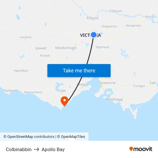 Colbinabbin to Apollo Bay map