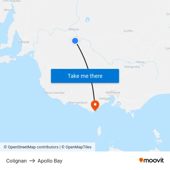 Colignan to Apollo Bay map