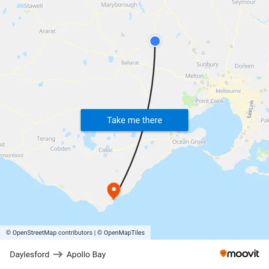 Daylesford to Apollo Bay map