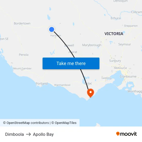 Dimboola to Apollo Bay map