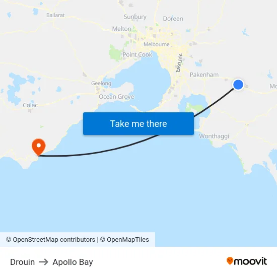 Drouin to Apollo Bay map