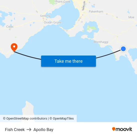 Fish Creek to Apollo Bay map