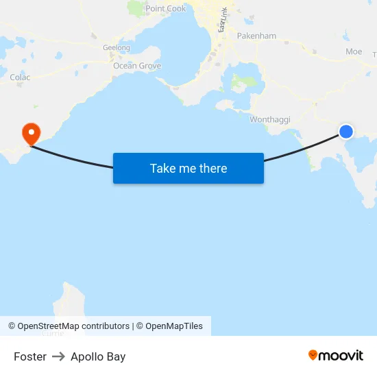 Foster to Apollo Bay map