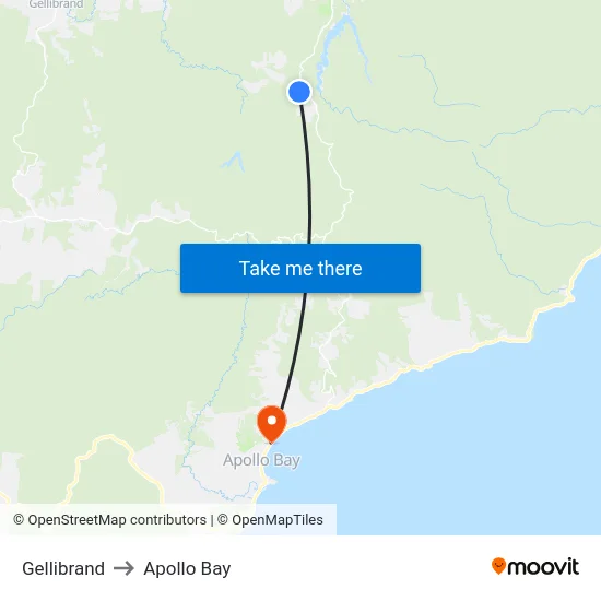 Gellibrand to Apollo Bay map