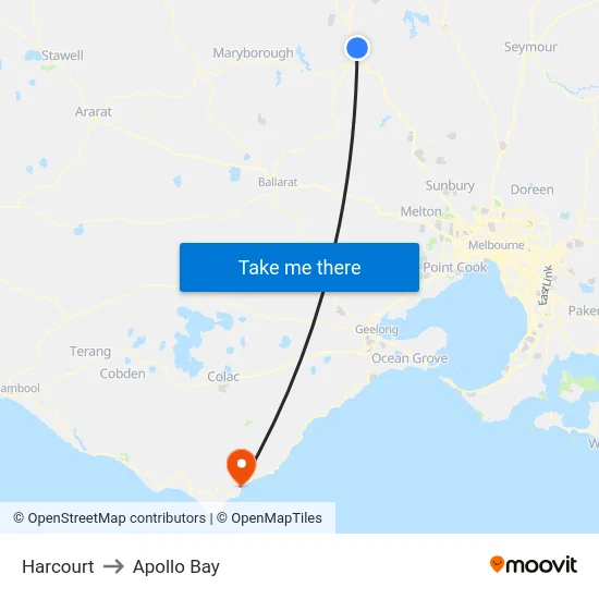 Harcourt to Apollo Bay map