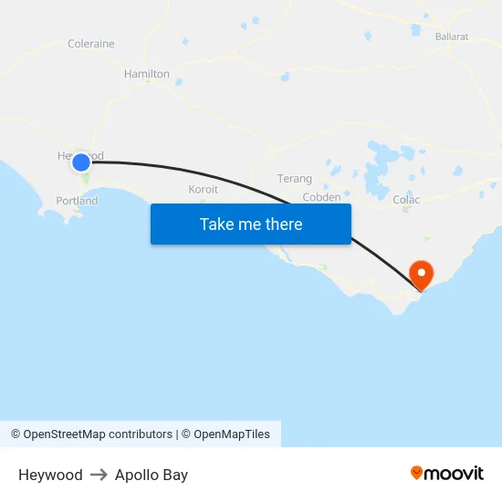 Heywood to Apollo Bay map