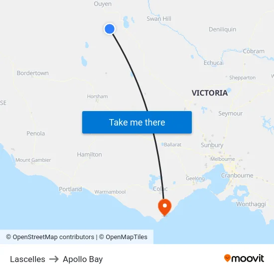 Lascelles to Apollo Bay map