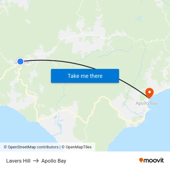 Lavers Hill to Apollo Bay map