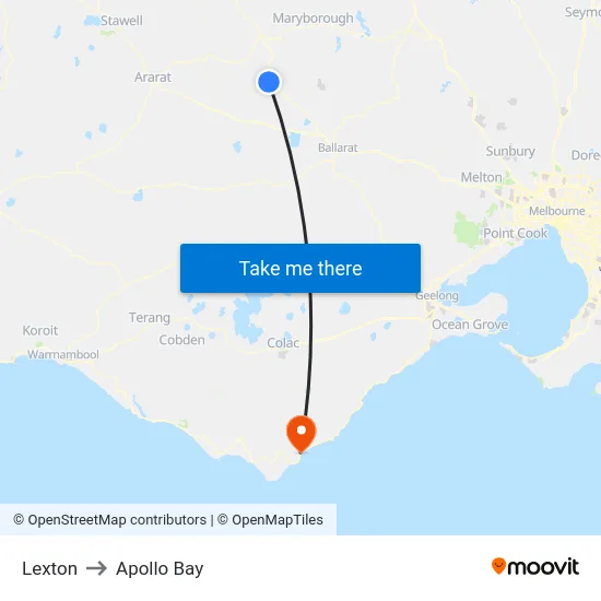 Lexton to Apollo Bay map