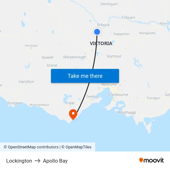 Lockington to Apollo Bay map