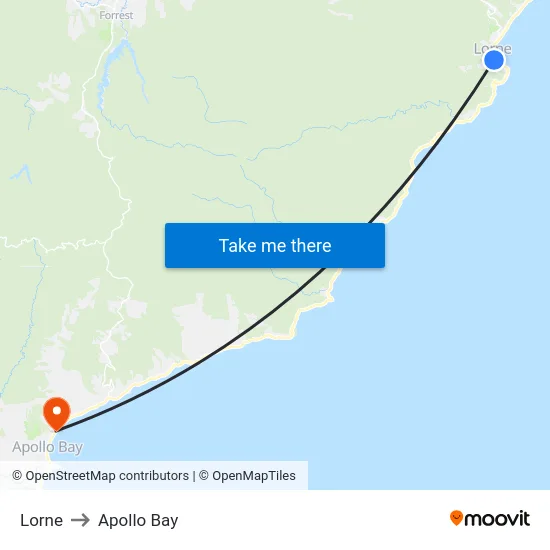 Lorne to Apollo Bay map