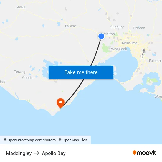 Maddingley to Apollo Bay map