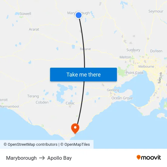 Maryborough to Apollo Bay map
