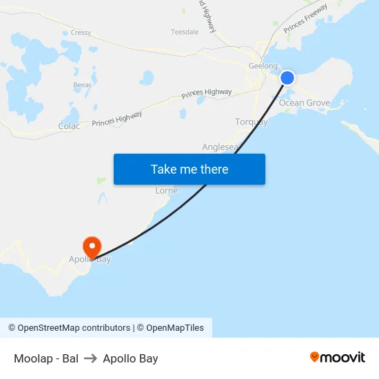 Moolap - Bal to Apollo Bay map