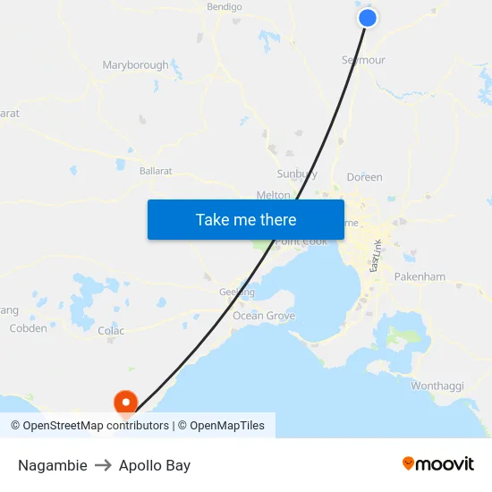 Nagambie to Apollo Bay map
