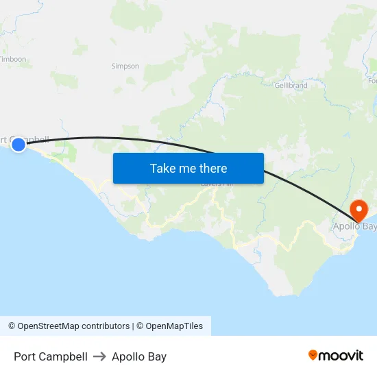 Port Campbell to Apollo Bay map