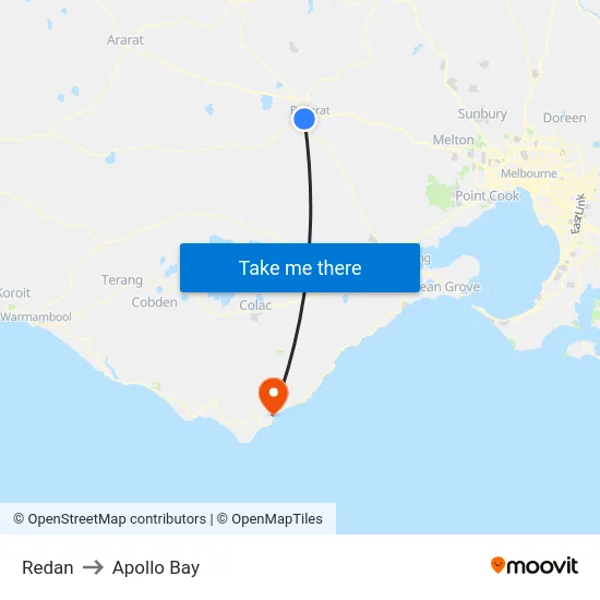 Redan to Apollo Bay map