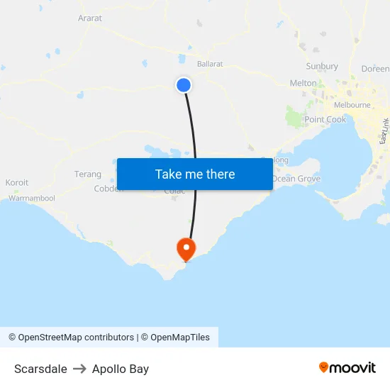Scarsdale to Apollo Bay map