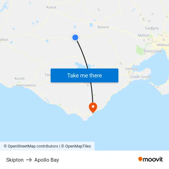 Skipton to Apollo Bay map