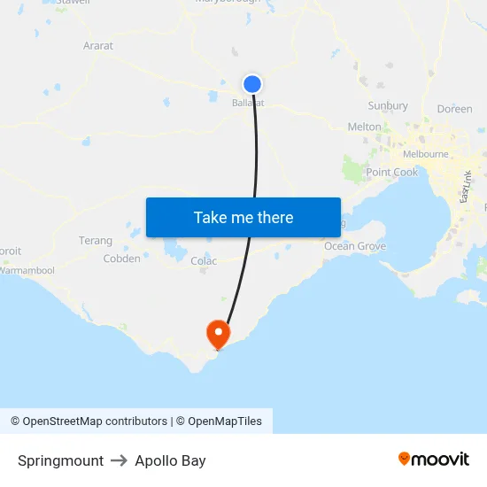 Springmount to Apollo Bay map