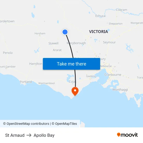 St Arnaud to Apollo Bay map
