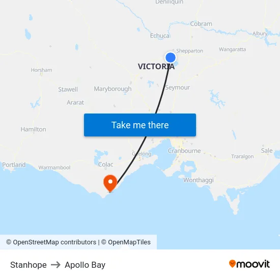 Stanhope to Apollo Bay map