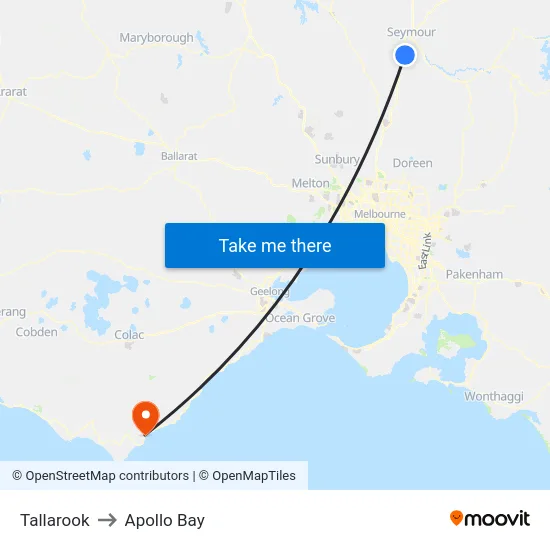 Tallarook to Apollo Bay map