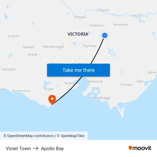 Violet Town to Apollo Bay map