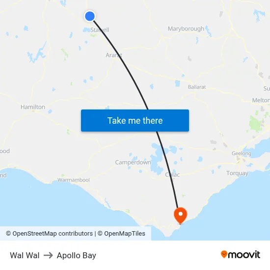 Wal Wal to Apollo Bay map