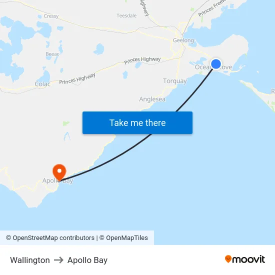 Wallington to Apollo Bay map