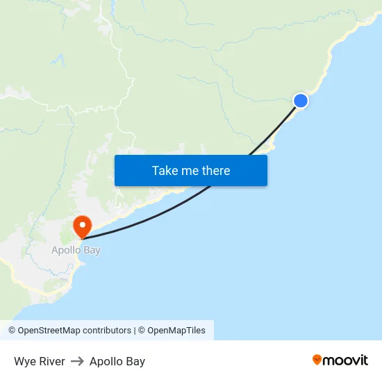 Wye River to Apollo Bay map