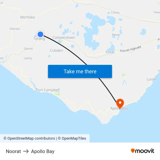 Noorat to Apollo Bay map