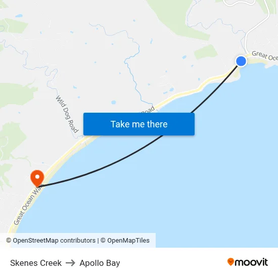 Skenes Creek to Apollo Bay map