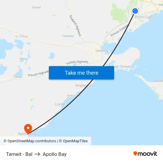 Tarneit - Bal to Apollo Bay map